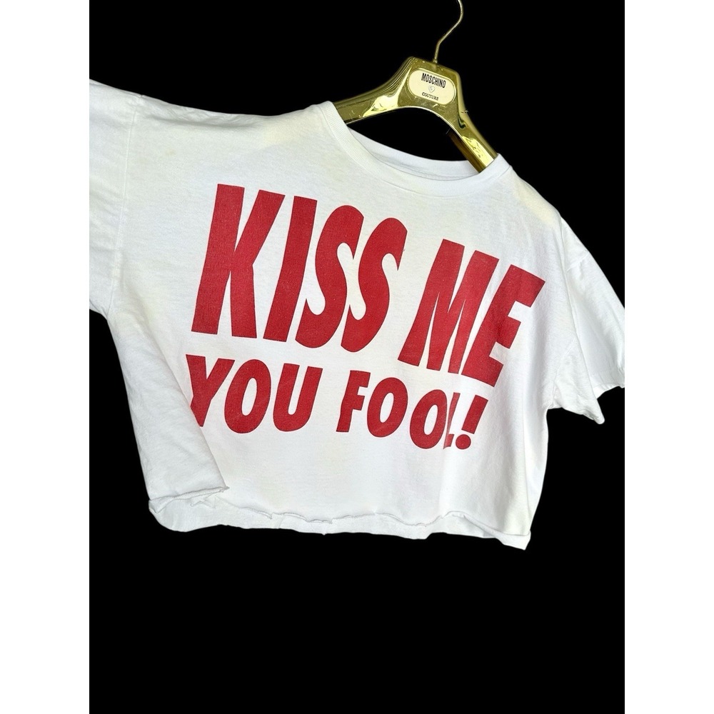 Vintage 90's Kiss Me T Shirt Cropped Joe Boxer Romance Graphic Sz XL *Flaws